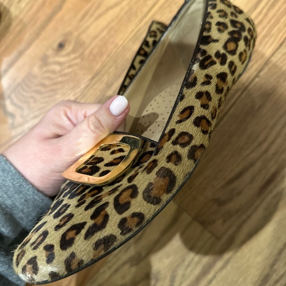 Neiman Marcus Leopard Calf Hair Slides Size 9 - Picture 3 of 3